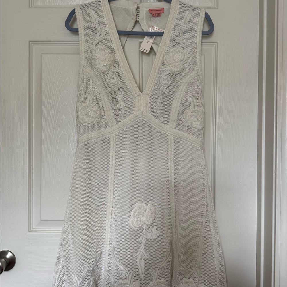 Anthropologie White Lace Mini Dress